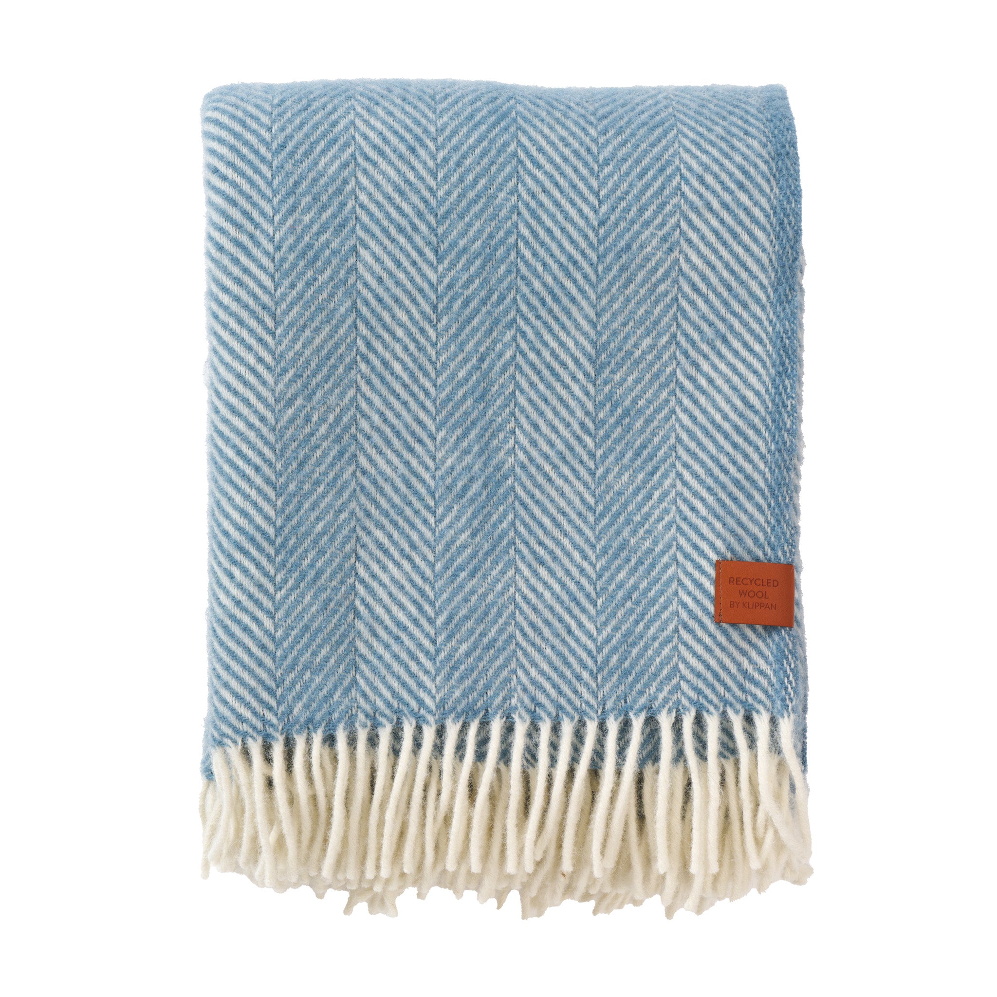 KLIPPAN ウールブランケット 130x180cm 200901Herringbonecloudybluerec